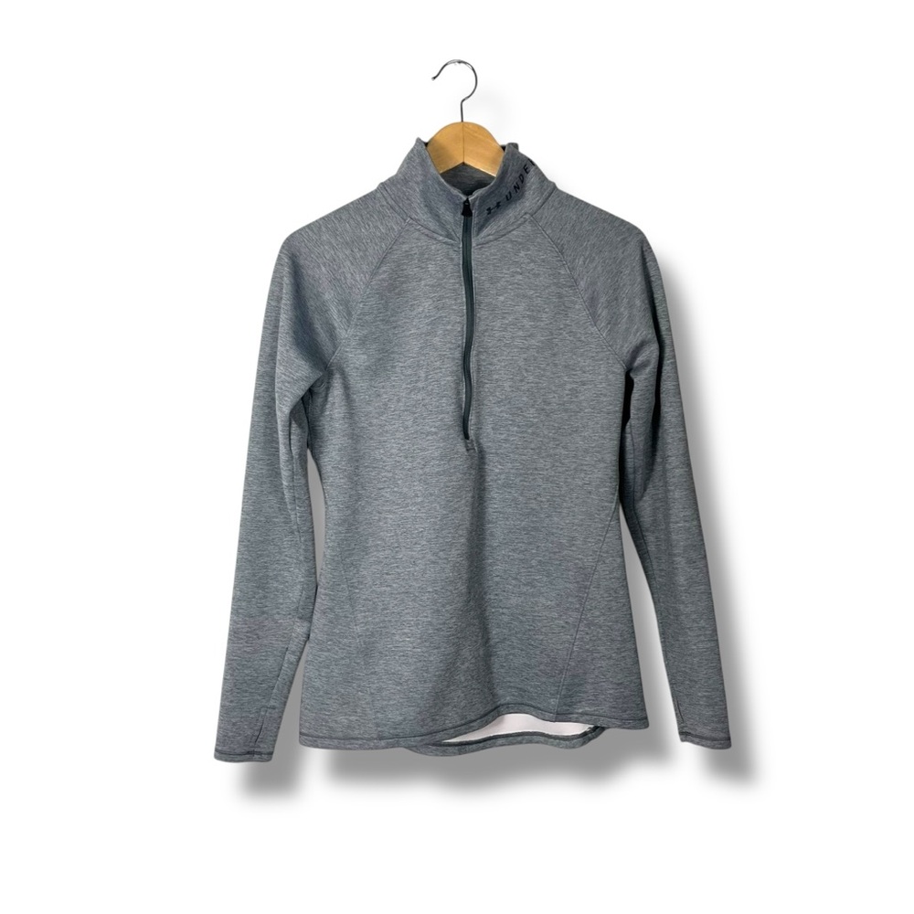Under Armour Women's Size M Pullover Fitted Coldgear Gray Long Sleeve Thumbholes